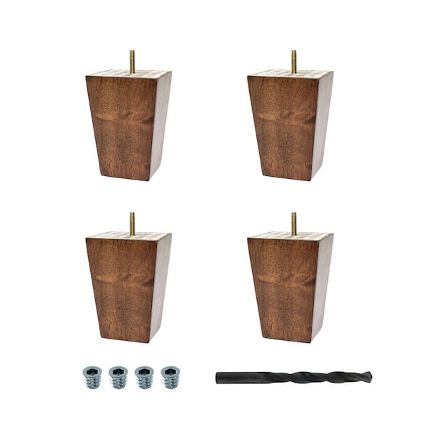 American Pro Decor 5 in. x 3-3/4 in. Stained Cherry Solid Hardwood Square Bun Foot (4-Pack)