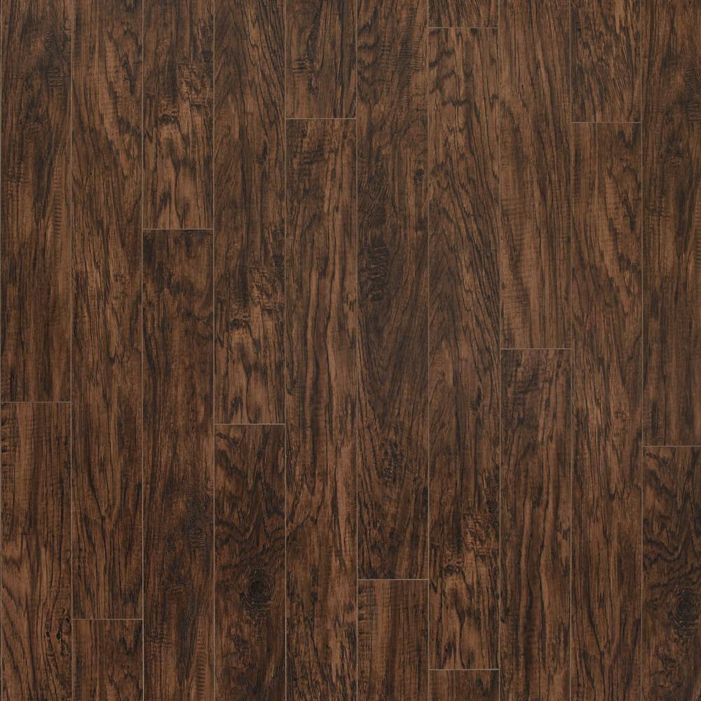 Pergo Take Home Sample-Edgeview Hickory Waterproof Laminate Wood Flooring -5 in x 7 in., Dark