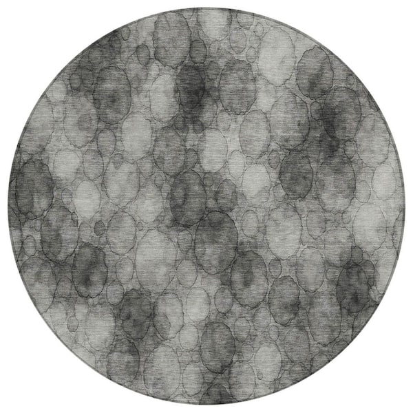 Chantille Machine Washable Indoor/Outdoor Abstract ACN2424 Ivory 8 ft. x 8 ft. Round Rug