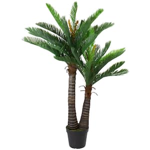 5 ft. Potted 2-Tone Green Cycas Artificial Floor Plant