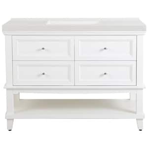Teasian 49 in. W x 22 in. D x 36.95 in. H Bath Vanity in White with Cultured Marble Vanity Top in White with White Sink