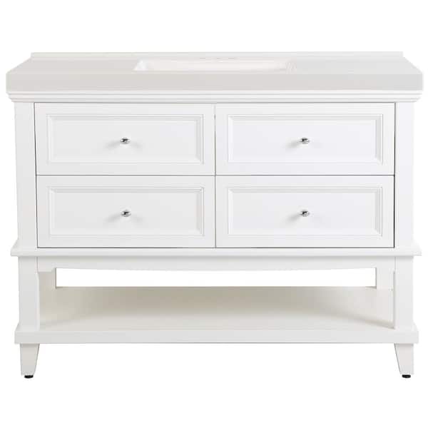 Home Decorators Collection Teasian 49 In W X 22 D 36 95 H Bath Vanity White With Cultured Marble Top Sink Te48p2v7 Wh The Depot White With Cultured Marble Vanity Top, Vanity Co Op