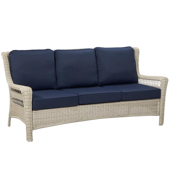 Hampton Bay Park Meadows OffWhite Wicker Outdoor Sofa with Midnight