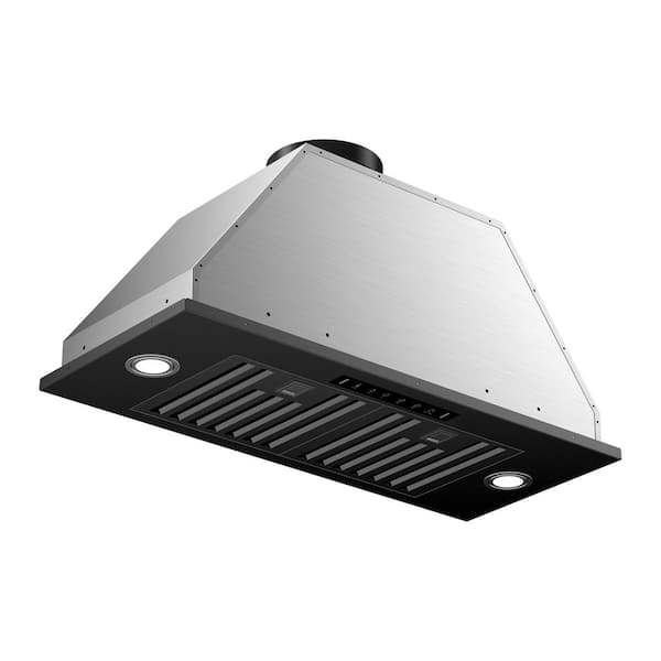 30 in. Convertible Ducted to Ductless Insert Range Hood with gesture control and LED in Black Stainless Steel