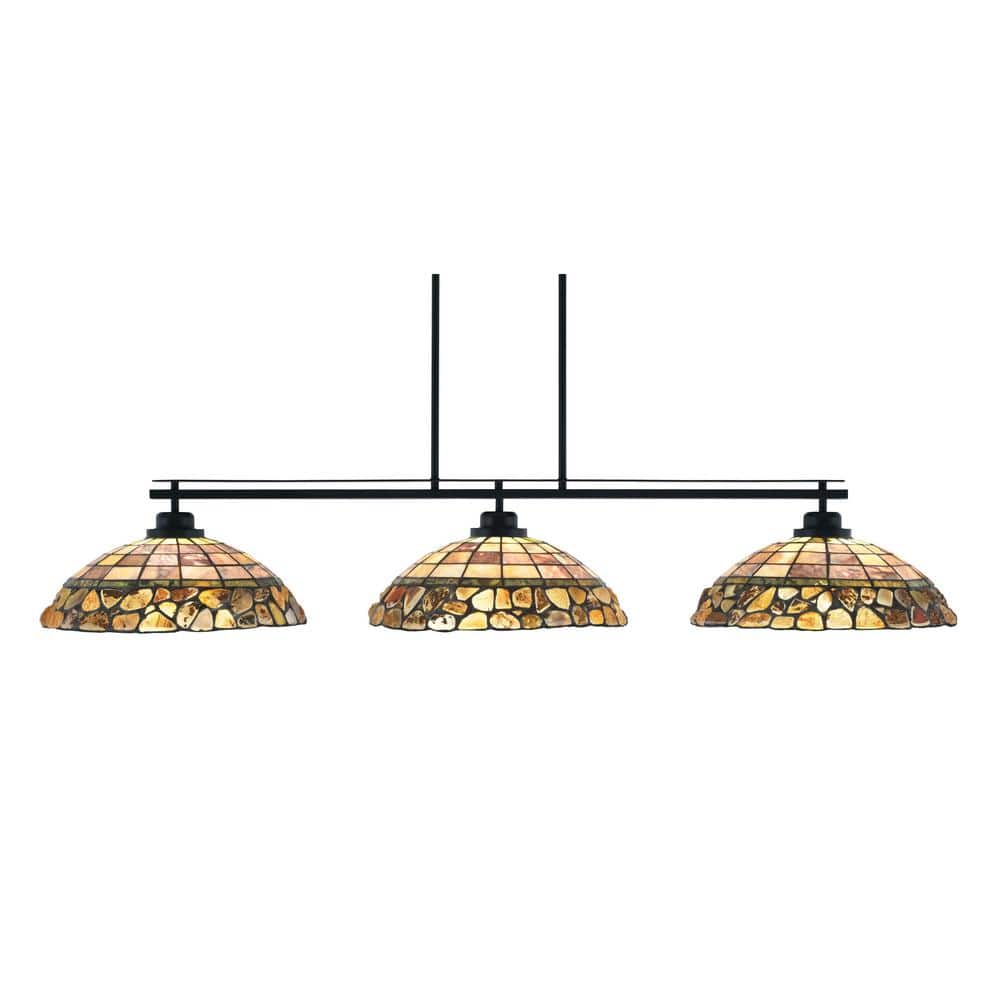 Monroe 3-Light Bar, Round Fitter, Matte Black Finish, 16 in. Cobblestone Ar