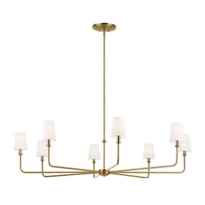 Pallas 52 in. 8-Light Brushed Natural Brass Traditional Shaded Circle Chandelier for Dining Room