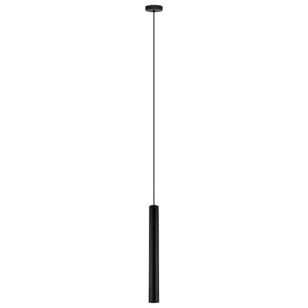 Eglo Tortoreto 2.36 in. W x 23.62 in. H 1-Light Matte Black Mini Pendant with Cylinder Metal Shade