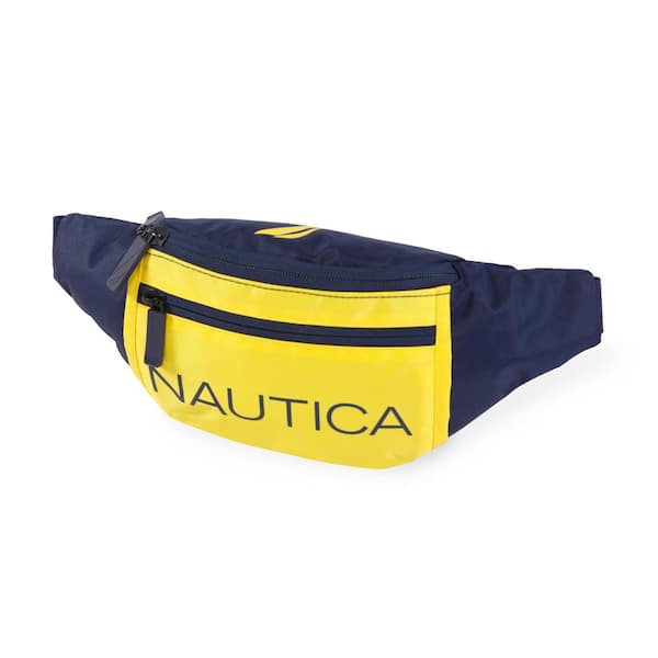 Nautica NT Block Fanny Pack plus 5.5 in. plus Navy/Yellow plus Waist pack plus Multiple Zippered Pockets