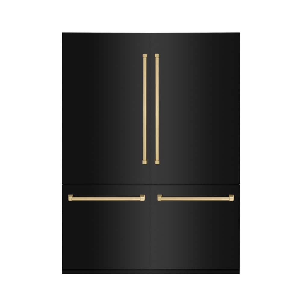 Autograph Edition 60 in. 4-Door French Door Refrigerator w/ Ice & Water Dispenser in Black Stainless & Champagne Bronze