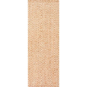 Alanna Diamond Jute Natural 3 ft. x 12 ft. Runner Rug