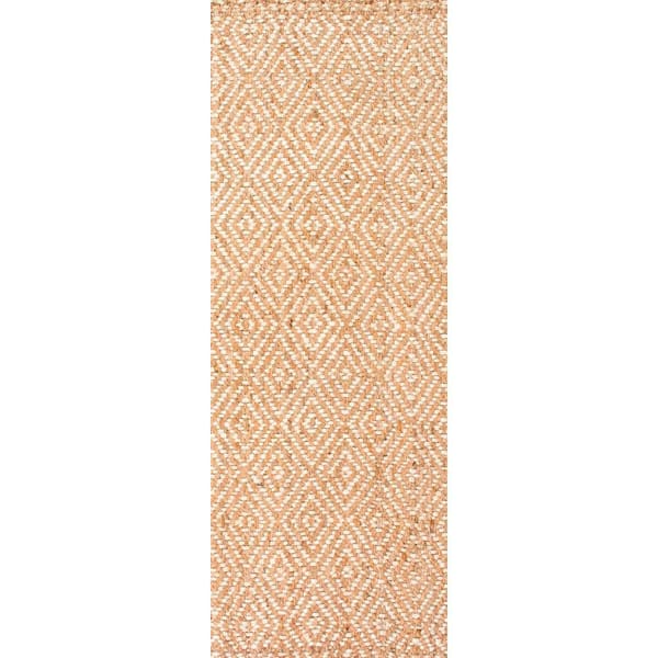 nuLOOM Alanna Diamond Jute Natural 3 ft. x 12 ft. Runner Rug