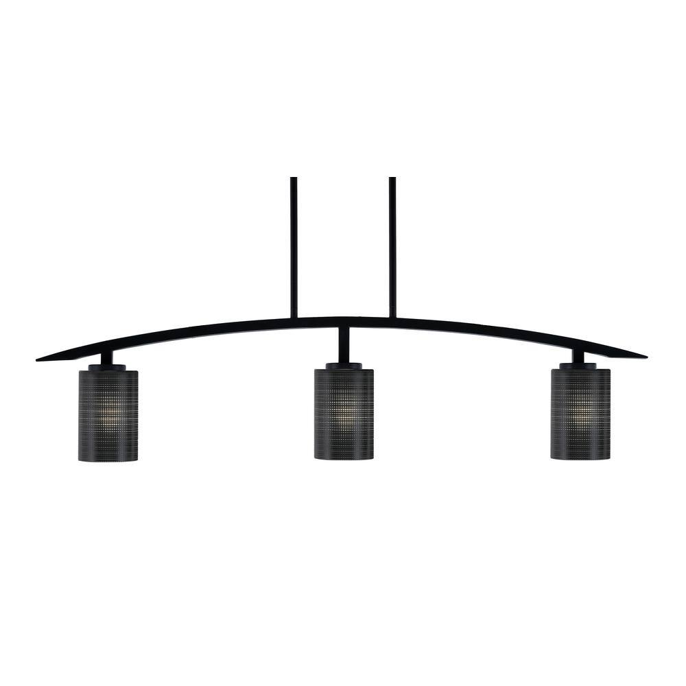 Siena 41 in. 3-Light Matte Black Chandelier with 4 in. Black Matrix Glass S