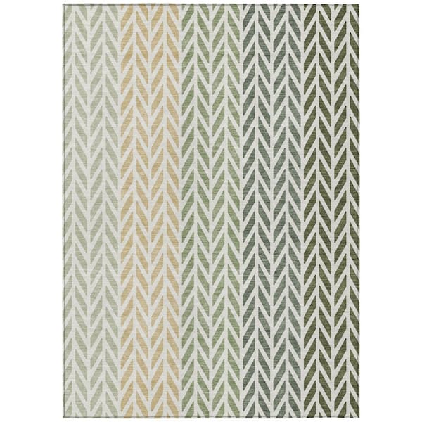 Chantille Machine Washable Indoor/Outdoor Abstract ACN3041 Basil 3 ft. x 5 ft. Area Rug