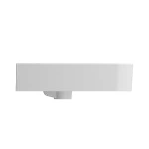 Parma 19.75 in. 1-Hole with Overflow Wall-Mounted Fireclay Bathroom Sink in Matte White