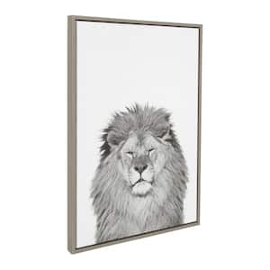 33 in. x 23 in. "Lion" by Tai Prints Framed Canvas Wall Art