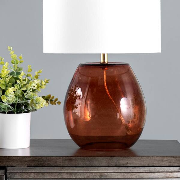 nuLOOM Linden 20 in. Rust Glass Contemporary Table Lamp with Shade 