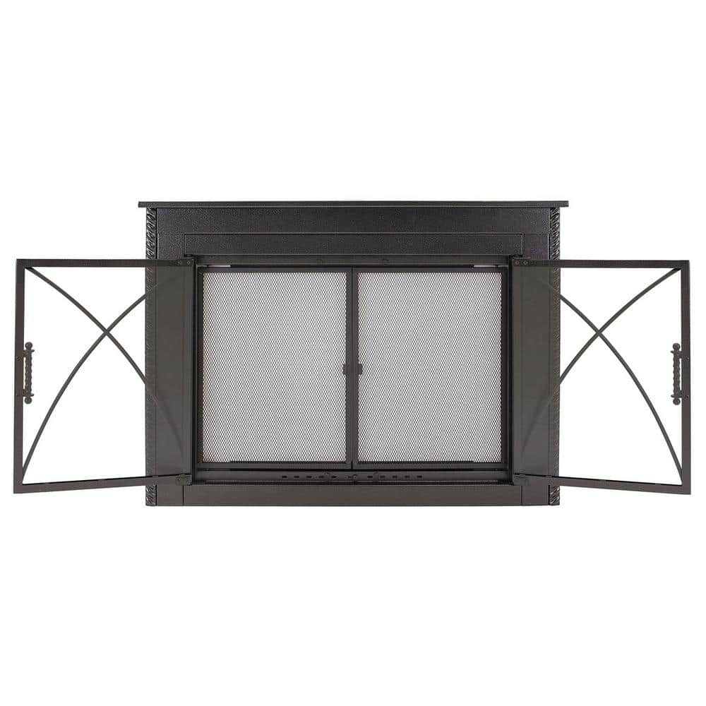 Pleasant Hearth Albus Large Glass Fireplace Doors AL1902 The Home Depot