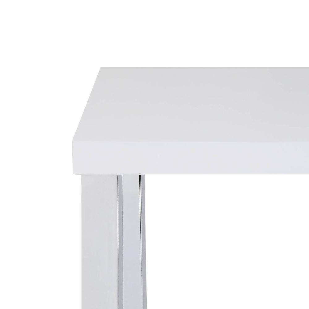 Harta 22'' White High Gloss and Chrome End Table