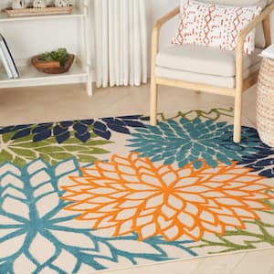 Aloha Multicolor 5 ft. x 5 ft. Square Floral Contemporary Area Rug