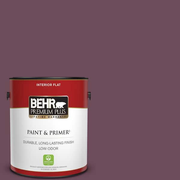 BEHR PREMIUM PLUS 1 gal. #PPU1-20 Spiced Plum Flat Low Odor Interior Paint & Primer