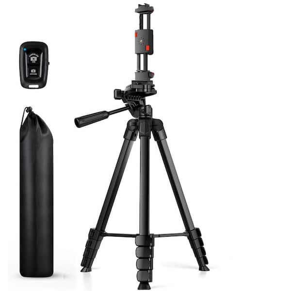 OBJLGEV 67 in. Aluminum Phone Tripod Stand for iPhone iPad Tablet with 2 in 1 Holder Remote Carry Bag for Recording Selfies