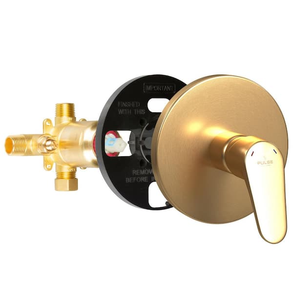 Tru-Temp 1-Handle Pressure Balanced 1/2 in. Rough-In Valve Trim Kit, Brushed Gold (Valve Included)
