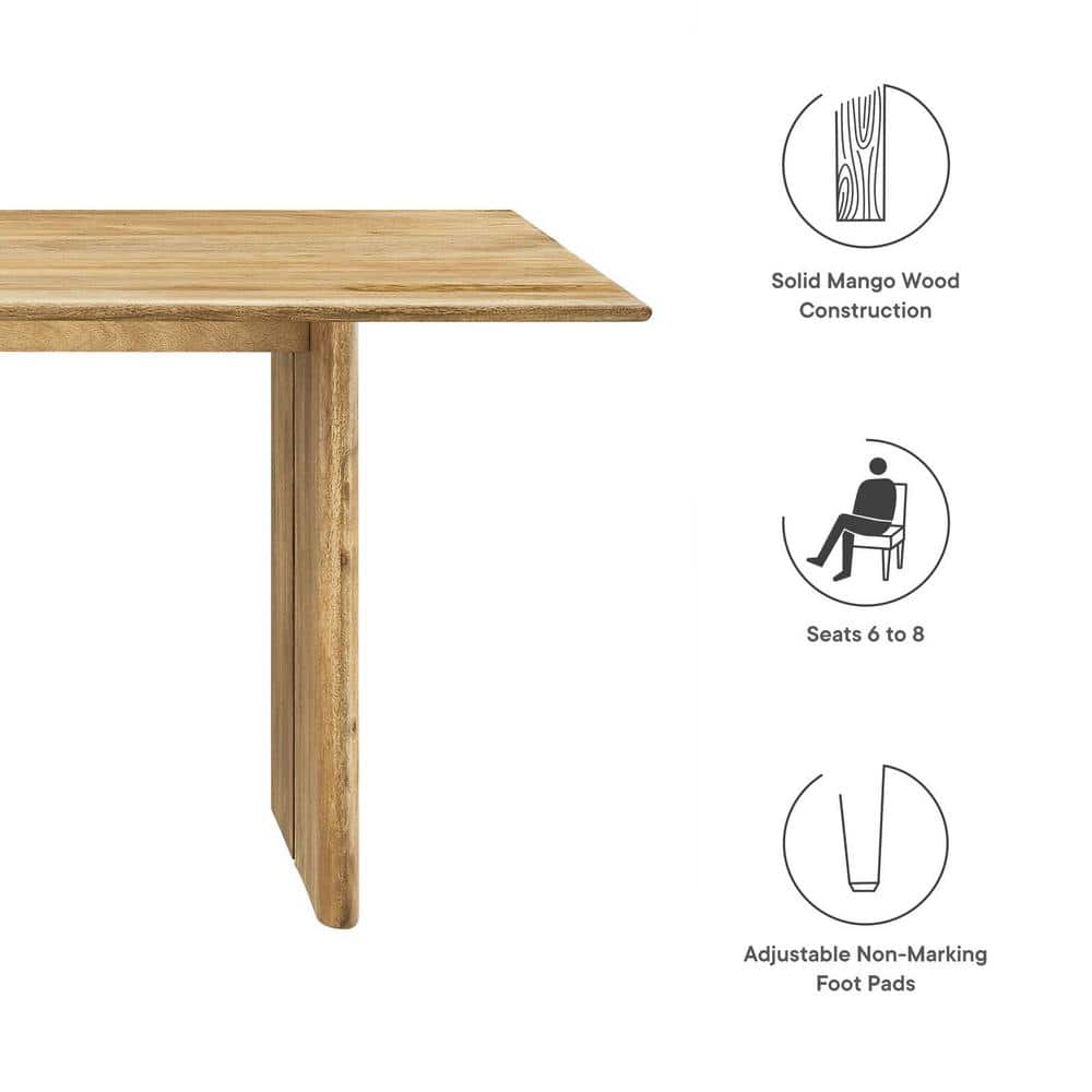 Amistad 72" Oak Solid Wood Modern Farmhouse Dining Table