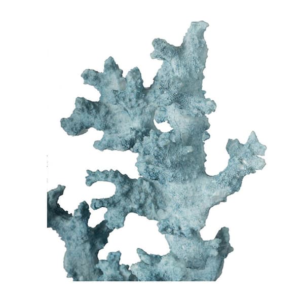 HAUCOZE Artificial Coral Decor – Blue Polyresin Ocean Sculpture, 9.4 Inch Aquarium Ornament For Fish Tank, Beach Theme Party & Home Decor