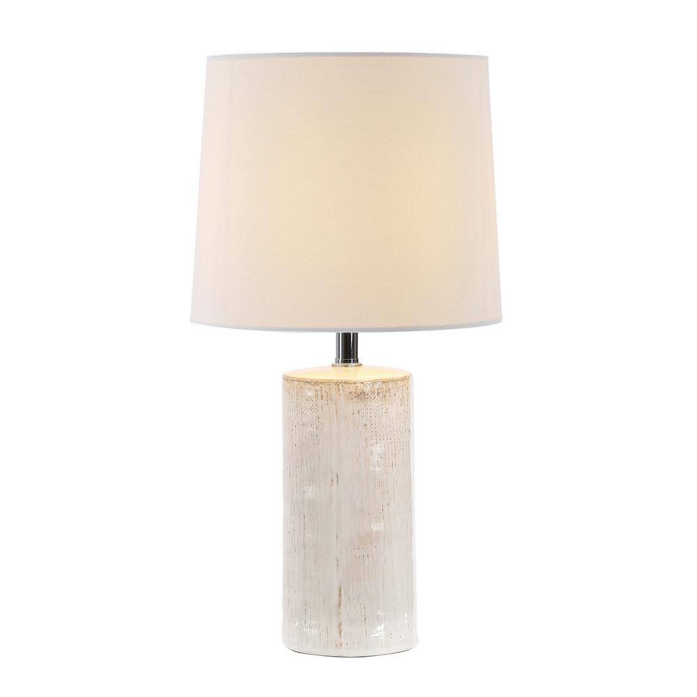 Ivory Ceramic 19-inch Table Lamp Set with White Shades