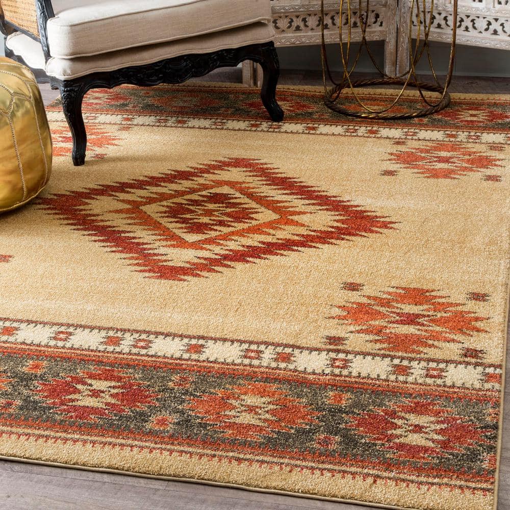 Reversible Margene Tribal Diamond 5' x 7' Beige Area Rug