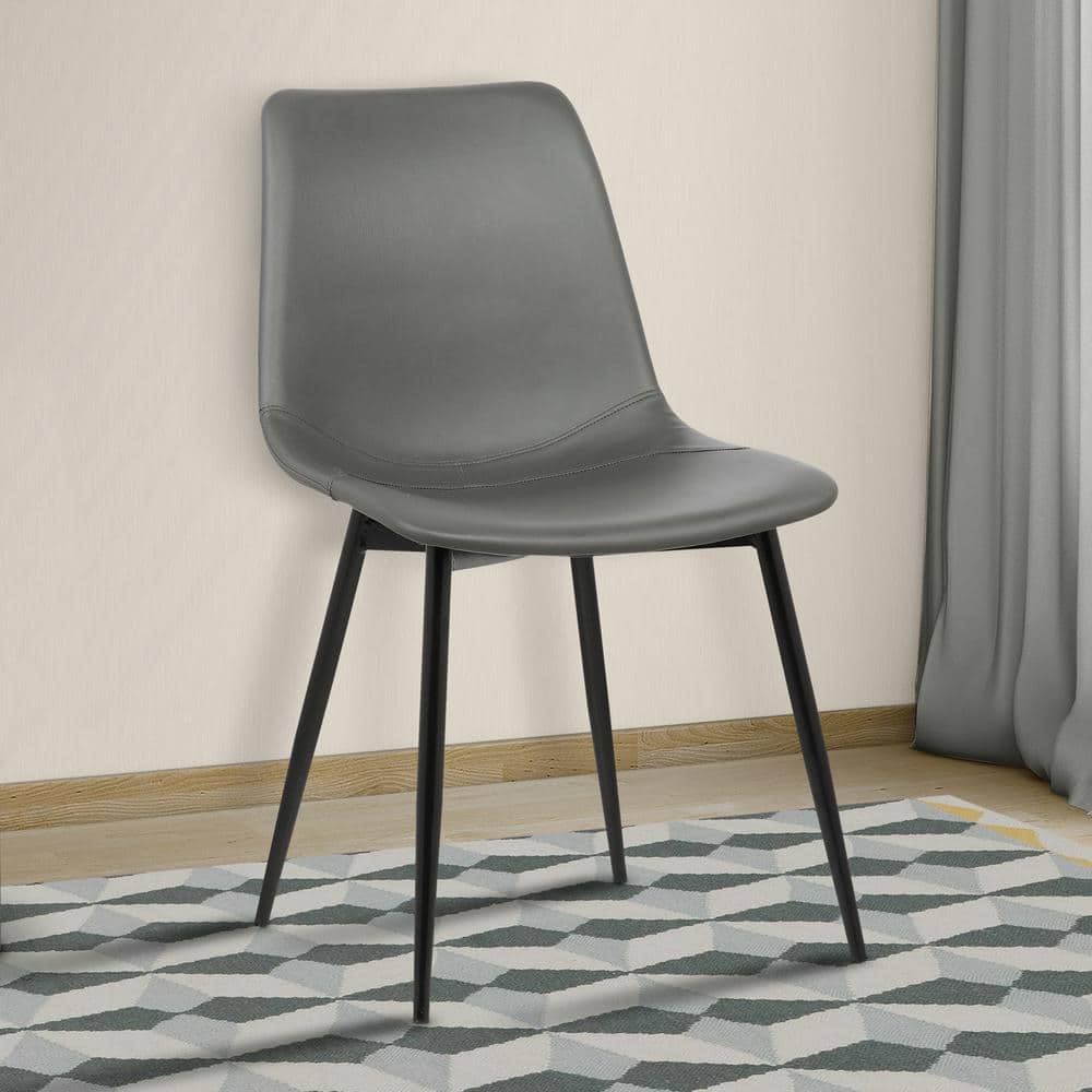 Monte 32 in. Gray Faux Leather and Black Powder Coated Finish Contemporary 