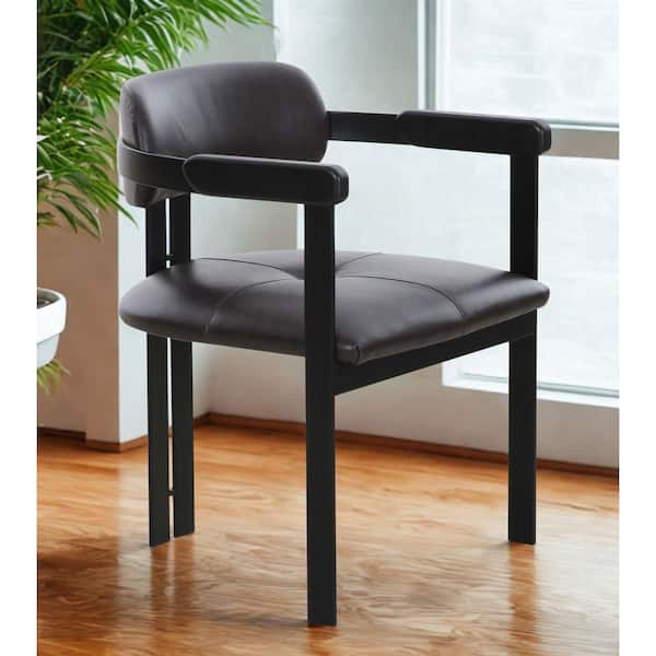 Aneta Modern Dark Brown Leather Dining Chair