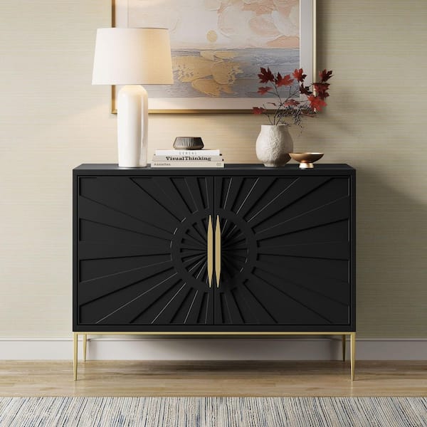 Awaken Black 34.8 in. Accent Cabinet with 2-Adjustable Shelves