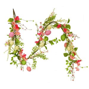 60 in. Flowering Pink and Green Easter Garland