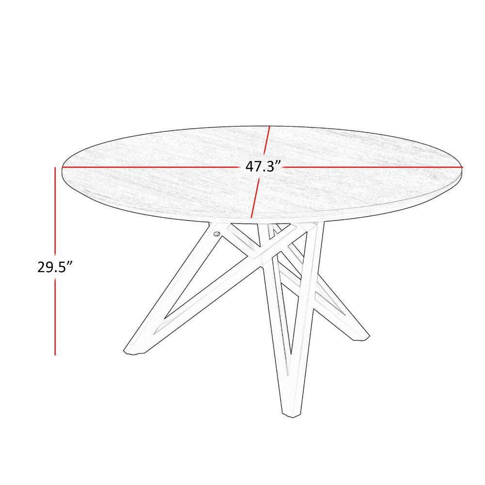 Kimya Round Walnut Wood Dining Table with Black Steel Legs