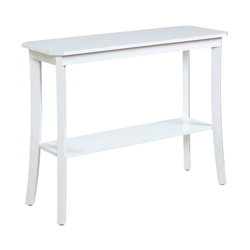 White MDF Console Table with Storage Shelf, 38"