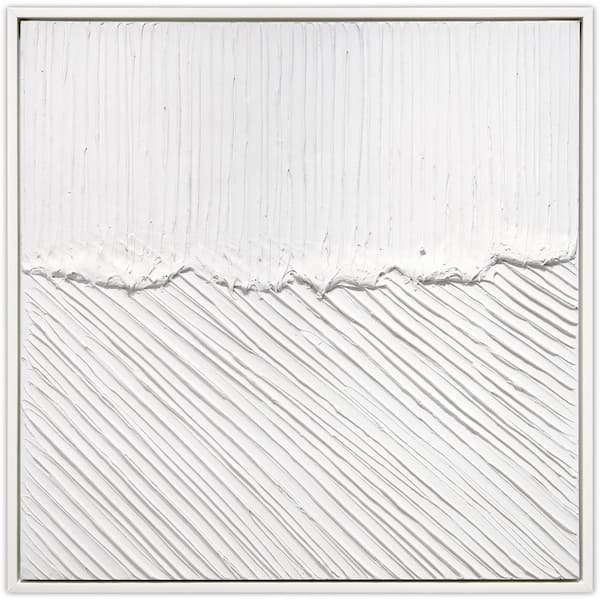 Empire Art Direct Pure Serenity Heavily Textured Hand Painted White Framed Canvas Wall Art, 40 in. x 40 in.