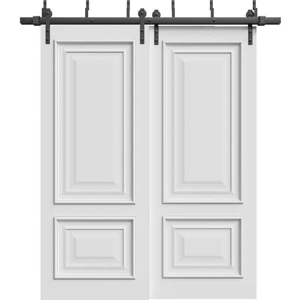7822 56 in. x 96 in. Sold Core White Enamel Color Wood Sliding Barn Door with Hardware Kit
