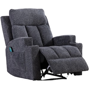 Recliner Chair with Massage and Heat, Fabric Living Room Reclining Single Sofa Seating with Cup Holders (Dark Gray)