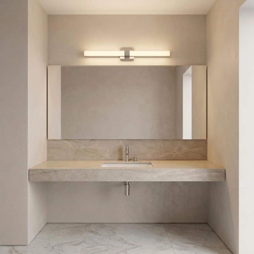 Fentress 36 in. W x 4.5 in. H Brushed Nickel Modern Dimmable LED Bathroom Vanity Light with White Acrylic Shade price history on PriceWatchPro