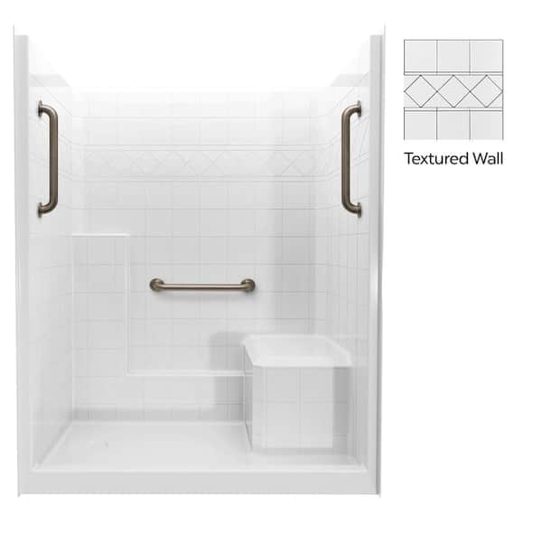 Liberty 60 in. x 33 in. x 77 in. AcrylX 1-Piece Shower Kit with Shower Wall and Shower Pan in White, 3 Loose Grab Bars