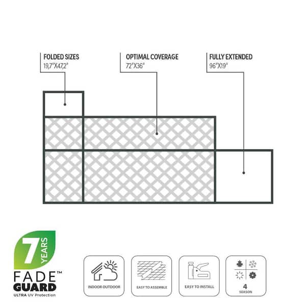 36 in. H x 72 in. W Golden Artificial Gardenia Leaves PVC Expandable Trellis