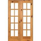 48 in. x 80 in. Knotty Alder Universal/Reversible 10-Lite Clear Glass Clear Stain Wood Double Prehung French Door