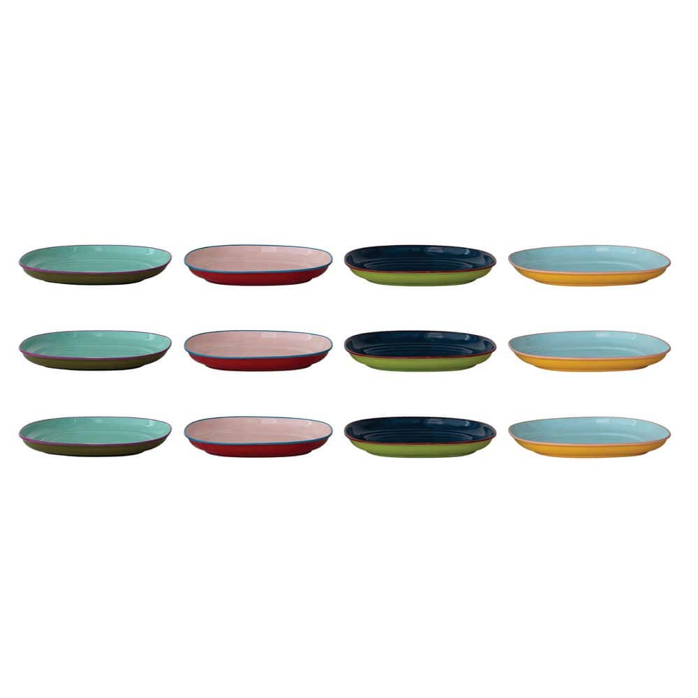 Storied Home Multicolor Enameled Stainless Steel Square Plate (Set