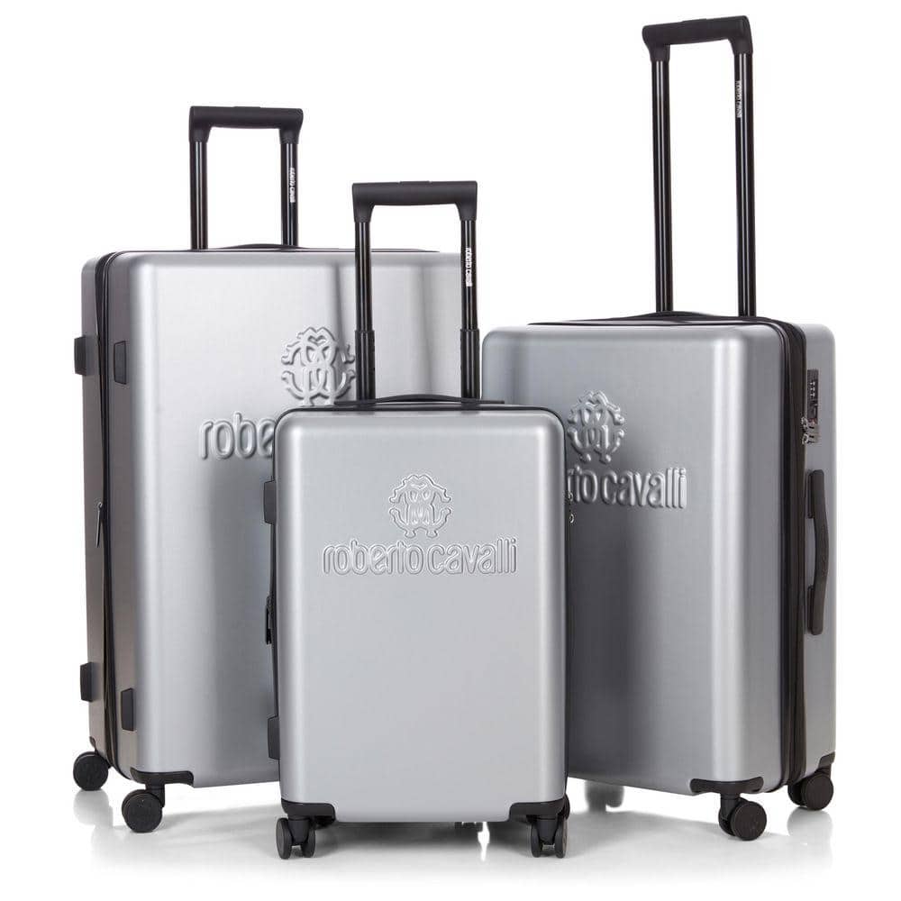 J&V TEXTILES Roberto Cavalli Luxury 3-Piece Silver Expandable Hard