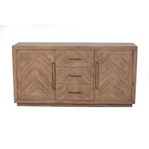 Aiden Weathered Natural Wood 62  in. W Sideboard with Solid Wood, Drawers