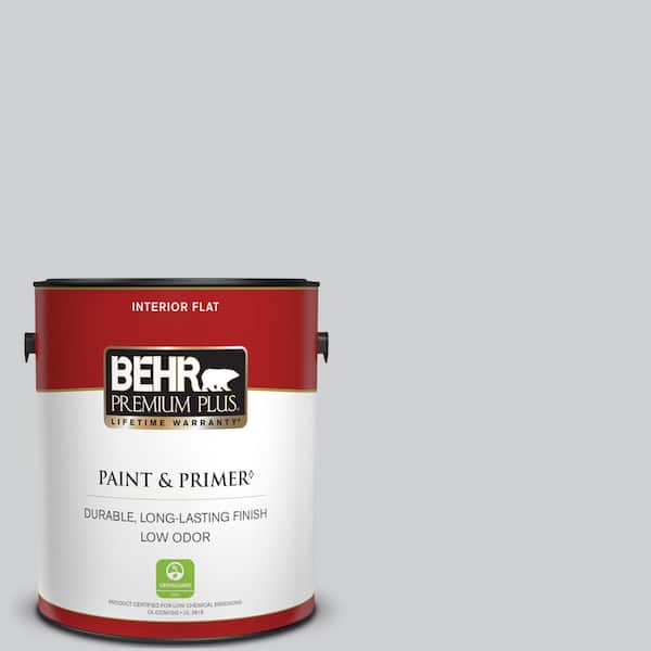 BEHR PREMIUM PLUS 1 gal. #N510-1 Silver Shadow Flat Low Odor Interior Paint & Primer