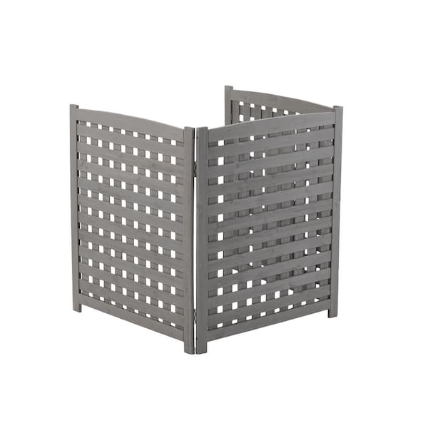 Unbranded 3-Panel 32 in. W x 38 in. H Dark Gray Outdoor Air Conditioner Privacy Fence Screen with 180 ° Adjustment Angle
