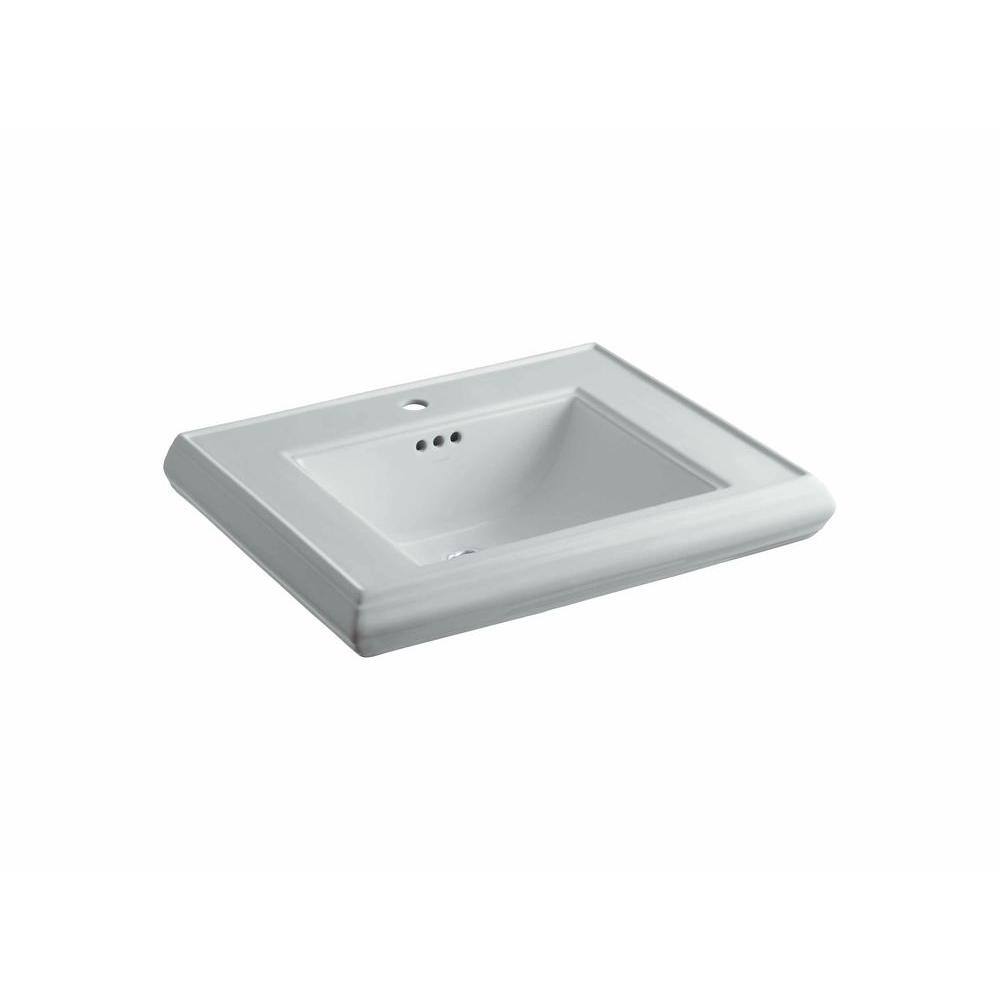 KOHLER Memoirs 53/8 in. Ceramic Pedestal Sink Basin in Ice Grey with Overflow Drain K2259195