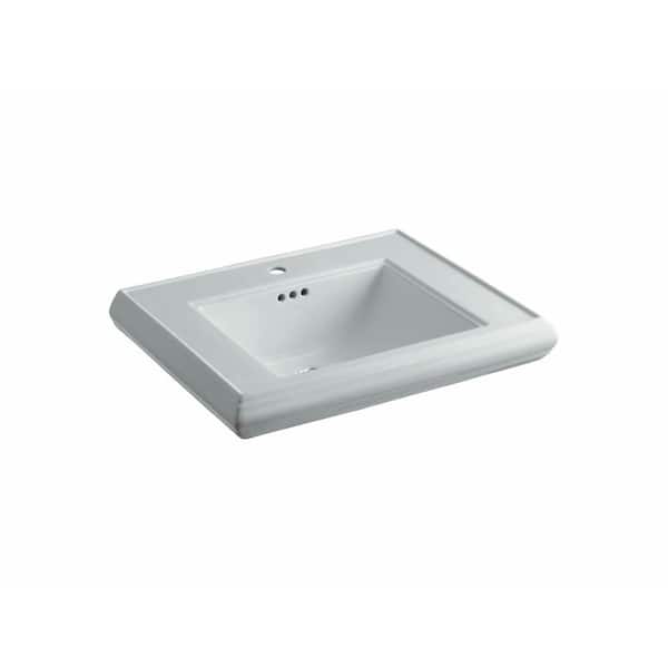 KOHLER Memoirs 5-3/8 in. Ceramic Pedestal Sink Basin in Ice Grey with Overflow Drain